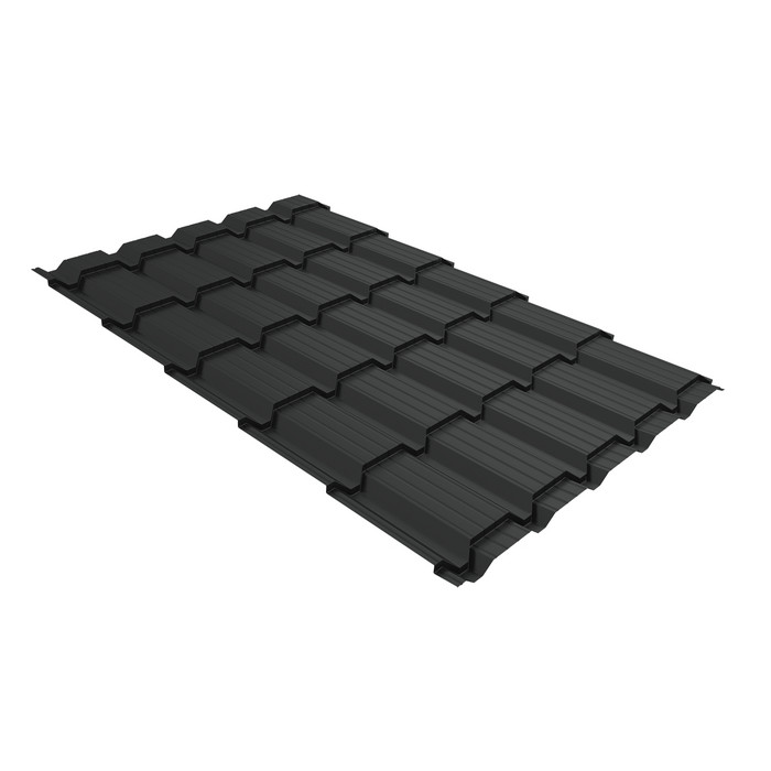 Металлочерепица Grand Line Верховье Quadro profi (Квадро Профи) 0,5 Rooftop Бархат RAL 7016 антрацитово-серый